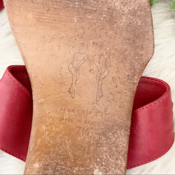 Naked Feet Red Leather Sandals Size 7 - Picture 5 of 5